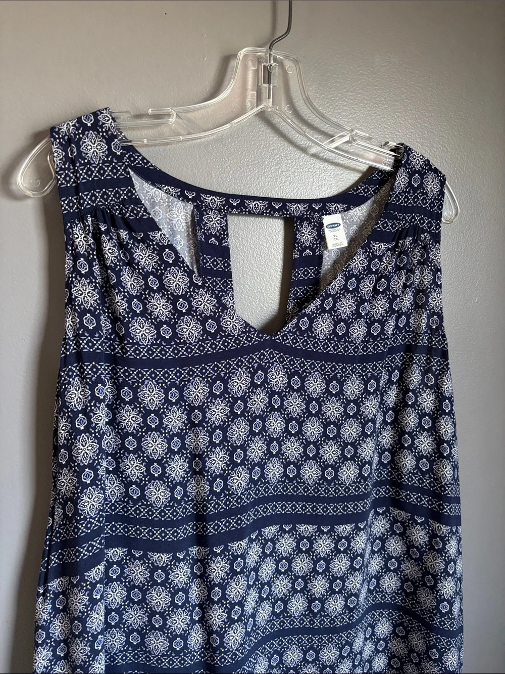 Old Navy Navy and White Sleeveless Paisley Midi Dress sz XL